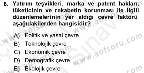 Turizm Pazarlaması Dersi 2018 - 2019 Yılı (Vize) Ara Sınav Soruları 6. Soru