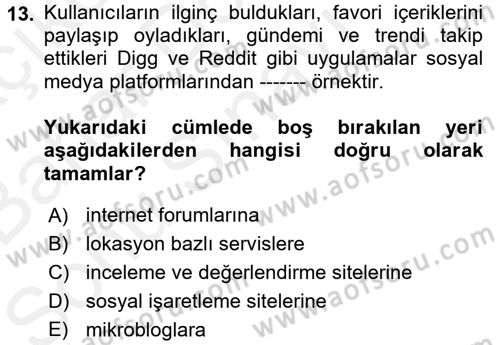 Turizm Pazarlaması Dersi 2018 - 2019 Yılı (Final) Dönem Sonu Sınav Soruları 13. Soru