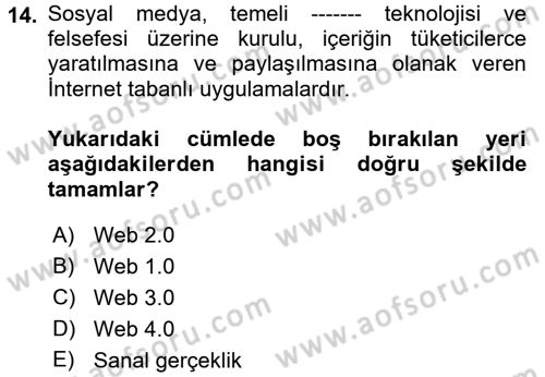 Turizm Pazarlaması Dersi 2018 - 2019 Yılı (Final) Dönem Sonu Sınav Soruları 14. Soru