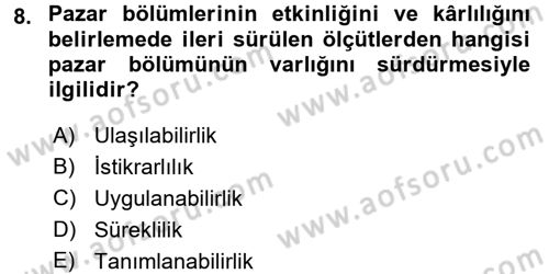 Turizm Pazarlaması Dersi 2018 - 2019 Yılı (Final) Dönem Sonu Sınav Soruları 8. Soru