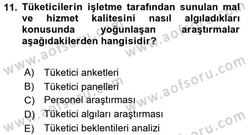 Turizm Pazarlaması Dersi 2018 - 2019 Yılı Yaz Okulu Sınav Soruları 11. Soru