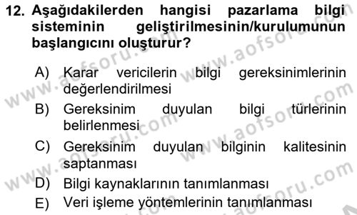 Turizm Pazarlaması Dersi 2018 - 2019 Yılı Yaz Okulu Sınav Soruları 12. Soru