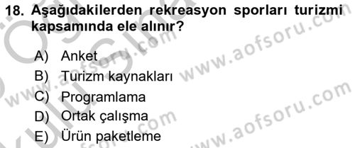 Turizm Pazarlaması Dersi 2018 - 2019 Yılı Yaz Okulu Sınav Soruları 18. Soru