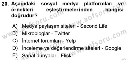 Turizm Pazarlaması Dersi 2018 - 2019 Yılı Yaz Okulu Sınav Soruları 20. Soru