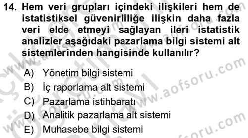 Turizm Pazarlaması Dersi 2020 - 2021 Yılı Yaz Okulu Sınav Soruları 14. Soru