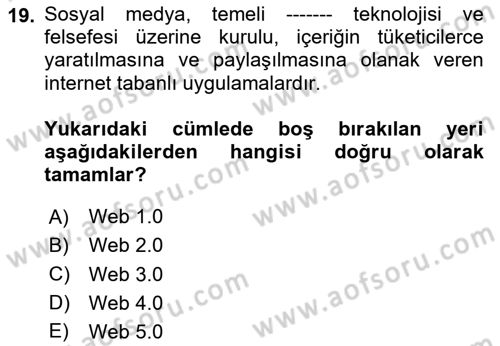 Turizm Pazarlaması Dersi 2020 - 2021 Yılı Yaz Okulu Sınav Soruları 19. Soru