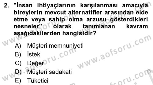 Turizm Pazarlaması Dersi 2020 - 2021 Yılı Yaz Okulu Sınav Soruları 2. Soru