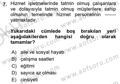 Turizm Pazarlaması Dersi 2020 - 2021 Yılı Yaz Okulu Sınav Soruları 7. Soru