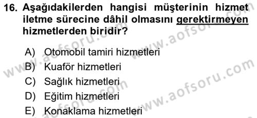 Turizm Pazarlaması Dersi 2021 - 2022 Yılı (Vize) Ara Sınav Soruları 16. Soru