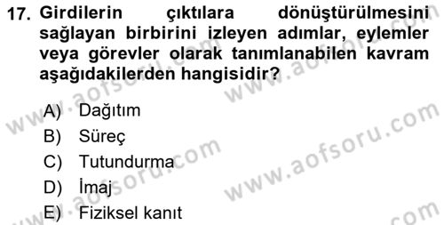 Turizm Pazarlaması Dersi 2021 - 2022 Yılı (Vize) Ara Sınav Soruları 17. Soru