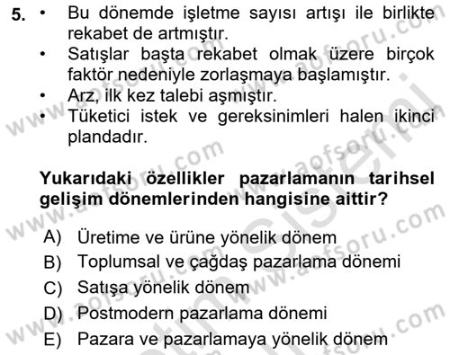 Turizm Pazarlaması Dersi 2021 - 2022 Yılı (Vize) Ara Sınav Soruları 5. Soru