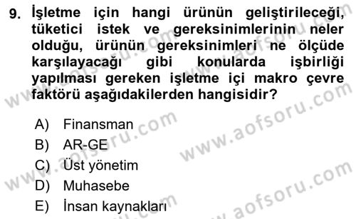 Turizm Pazarlaması Dersi 2021 - 2022 Yılı (Vize) Ara Sınav Soruları 9. Soru
