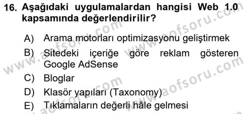 Turizm Pazarlaması Dersi 2021 - 2022 Yılı (Final) Dönem Sonu Sınav Soruları 16. Soru
