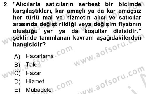 Turizm Pazarlaması Dersi 2021 - 2022 Yılı (Final) Dönem Sonu Sınav Soruları 2. Soru