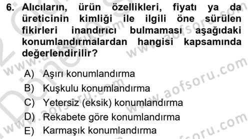 Turizm Pazarlaması Dersi 2021 - 2022 Yılı (Final) Dönem Sonu Sınav Soruları 6. Soru