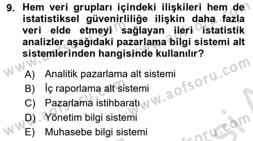 Turizm Pazarlaması Dersi 2021 - 2022 Yılı (Final) Dönem Sonu Sınav Soruları 9. Soru