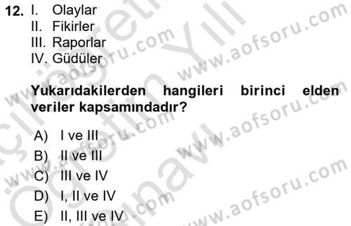 Turizm Pazarlaması Dersi 2021 - 2022 Yılı Yaz Okulu Sınav Soruları 12. Soru