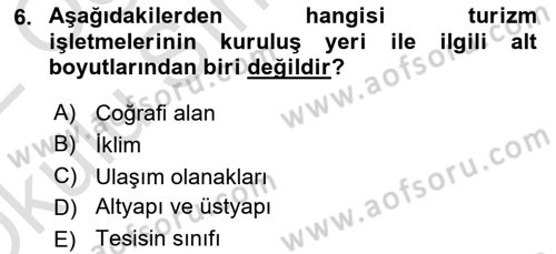 Turizm Pazarlaması Dersi 2021 - 2022 Yılı Yaz Okulu Sınav Soruları 6. Soru
