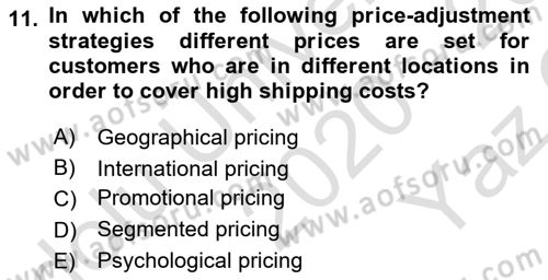 Principles Of Marketing Dersi 2020 - 2021 Yılı Yaz Okulu Sınav Soruları 11. Soru