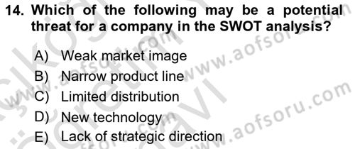 Principles Of Marketing Dersi 2020 - 2021 Yılı Yaz Okulu Sınav Soruları 14. Soru
