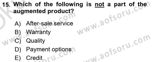 Principles Of Marketing Dersi 2020 - 2021 Yılı Yaz Okulu Sınav Soruları 15. Soru