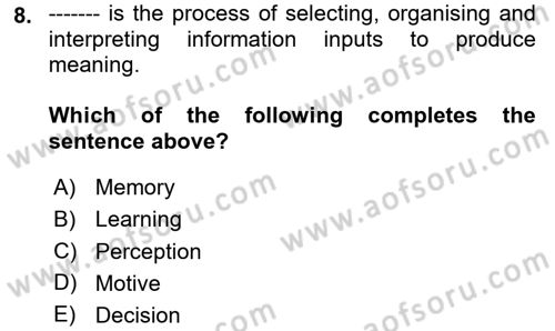 Principles Of Marketing Dersi 2020 - 2021 Yılı Yaz Okulu Sınav Soruları 8. Soru