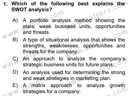 Principles Of Marketing Dersi 2021 - 2022 Yılı (Vize) Ara Sınav Soruları 1. Soru