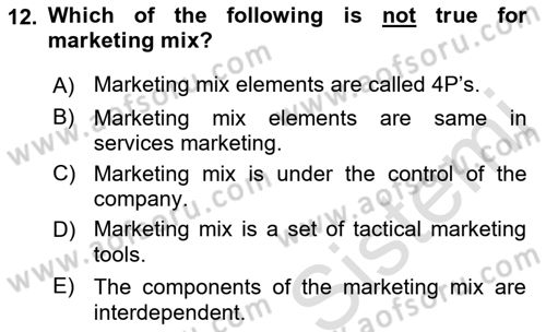 Principles Of Marketing Dersi 2021 - 2022 Yılı (Vize) Ara Sınav Soruları 12. Soru