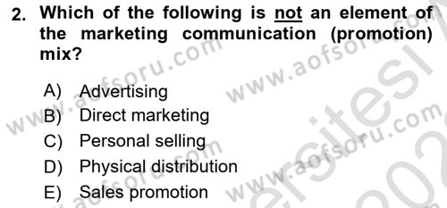 Principles Of Marketing Dersi 2021 - 2022 Yılı (Vize) Ara Sınav Soruları 2. Soru