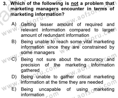 Principles Of Marketing Dersi 2021 - 2022 Yılı (Vize) Ara Sınav Soruları 3. Soru