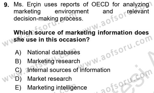 Principles Of Marketing Dersi 2021 - 2022 Yılı (Vize) Ara Sınav Soruları 9. Soru