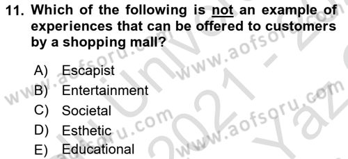 Principles Of Marketing Dersi 2021 - 2022 Yılı Yaz Okulu Sınav Soruları 11. Soru