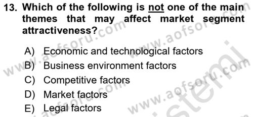 Principles Of Marketing Dersi 2021 - 2022 Yılı Yaz Okulu Sınav Soruları 13. Soru
