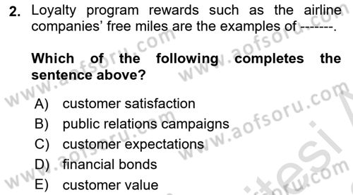 Principles Of Marketing Dersi 2021 - 2022 Yılı Yaz Okulu Sınav Soruları 2. Soru