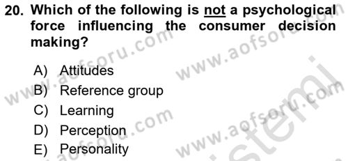 Principles Of Marketing Dersi 2021 - 2022 Yılı Yaz Okulu Sınav Soruları 20. Soru