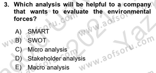 Principles Of Marketing Dersi 2021 - 2022 Yılı Yaz Okulu Sınav Soruları 3. Soru