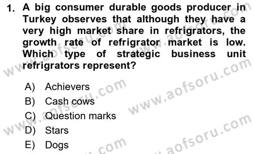 Principles Of Marketing Dersi 2022 - 2023 Yılı (Vize) Ara Sınav Soruları 1. Soru