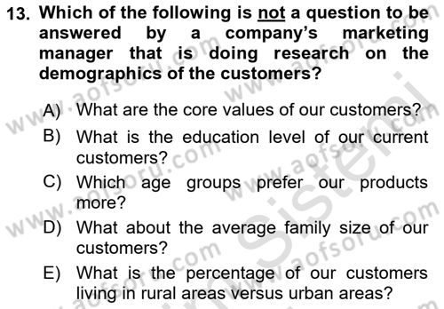 Principles Of Marketing Dersi 2022 - 2023 Yılı (Vize) Ara Sınav Soruları 13. Soru