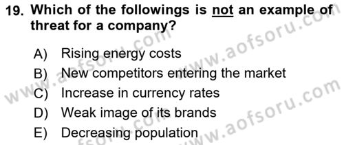 Principles Of Marketing Dersi 2022 - 2023 Yılı (Vize) Ara Sınav Soruları 19. Soru