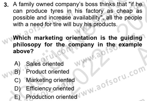 Principles Of Marketing Dersi 2022 - 2023 Yılı (Vize) Ara Sınav Soruları 3. Soru