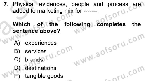 Principles Of Marketing Dersi 2022 - 2023 Yılı (Vize) Ara Sınav Soruları 7. Soru