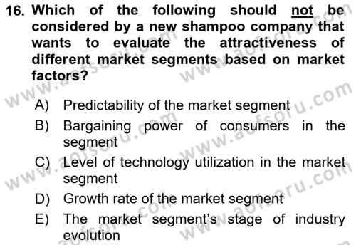 Principles Of Marketing Dersi 2022 - 2023 Yılı (Final) Dönem Sonu Sınav Soruları 16. Soru