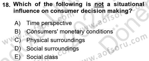 Principles Of Marketing Dersi 2022 - 2023 Yılı (Final) Dönem Sonu Sınav Soruları 18. Soru