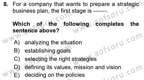 Principles Of Marketing Dersi 2022 - 2023 Yılı (Final) Dönem Sonu Sınav Soruları 8. Soru