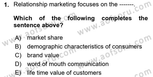 Principles Of Marketing Dersi 2022 - 2023 Yılı Yaz Okulu Sınav Soruları 1. Soru