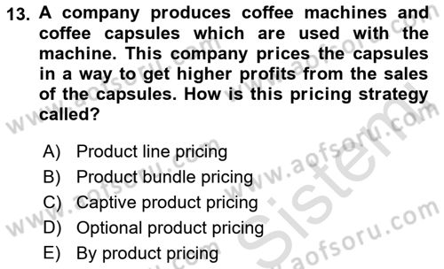 Principles Of Marketing Dersi 2022 - 2023 Yılı Yaz Okulu Sınav Soruları 13. Soru