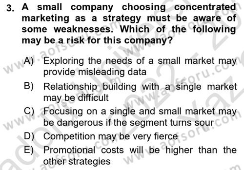 Principles Of Marketing Dersi 2022 - 2023 Yılı Yaz Okulu Sınav Soruları 3. Soru