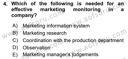 Principles Of Marketing Dersi 2022 - 2023 Yılı Yaz Okulu Sınav Soruları 4. Soru