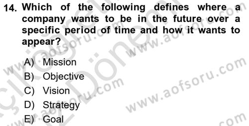 Principles Of Marketing Dersi 2023 - 2024 Yılı (Vize) Ara Sınav Soruları 14. Soru
