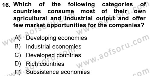 Principles Of Marketing Dersi 2023 - 2024 Yılı (Vize) Ara Sınav Soruları 16. Soru